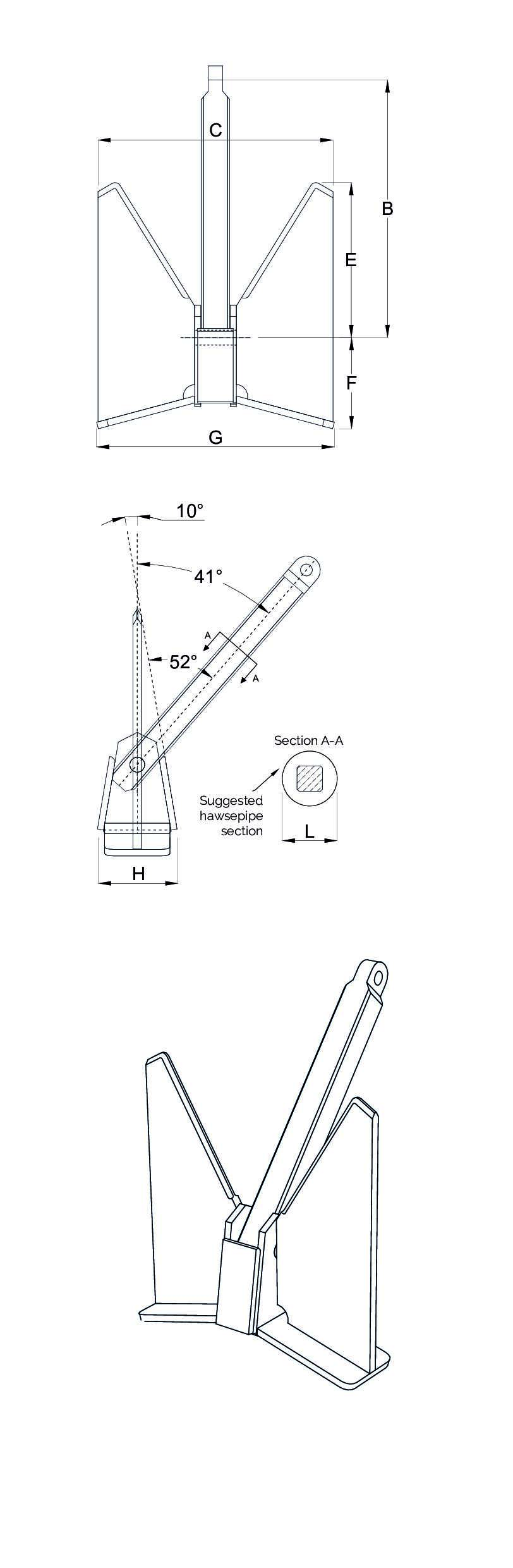 PTW Anchor technical drawing